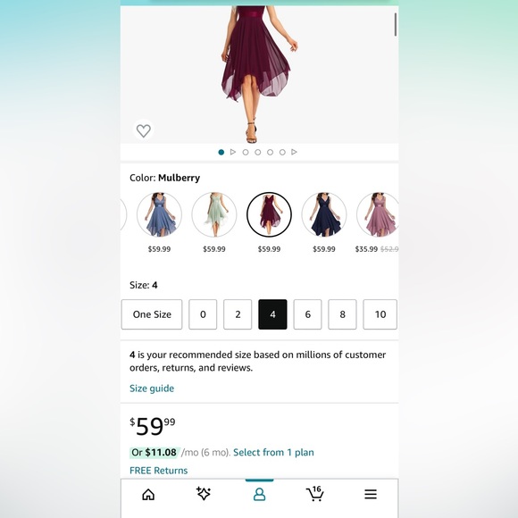 Ever-Pretty V-Neck Irregular Hem Lace A-Line Chiffon Cocktail Dress Mulberry - S - Picture 3 of 13